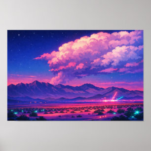 Affiche Art néon de paysage photographique édité