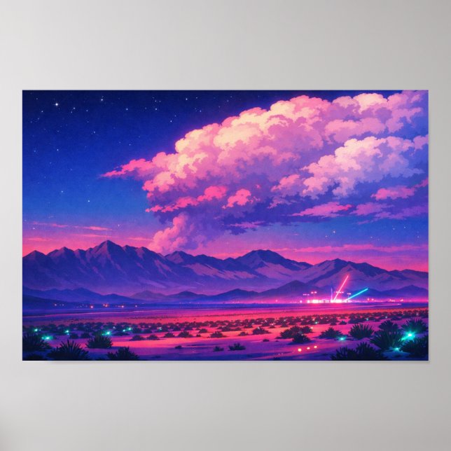 Affiche Art néon de paysage photographique édité  (Devant)
