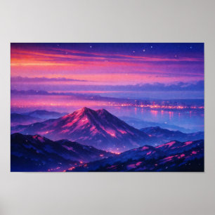 Affiche Art néon de paysage photographique édité