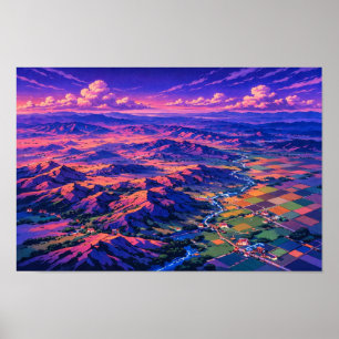 Affiche Art néon de paysage photographique édité