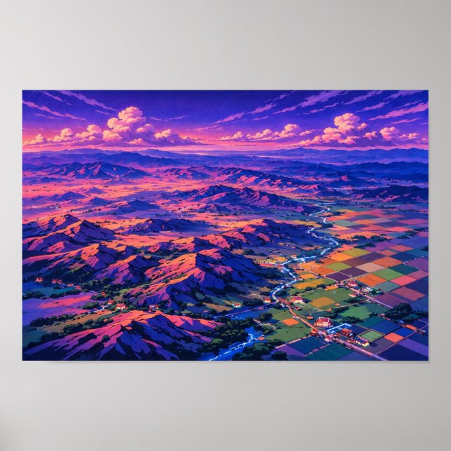 Affiche Art néon de paysage photographique édité (Devant)