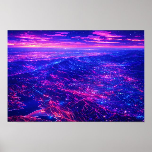 Affiche Art néon de paysage photographique édité  (Devant)