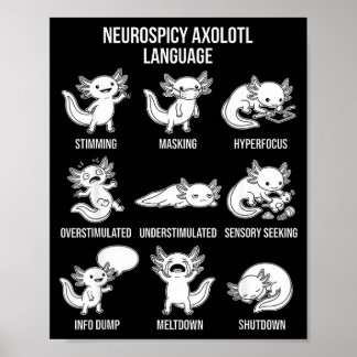 Affiche Art Neuroépicé Axolotl Autisme Tdah Stimming