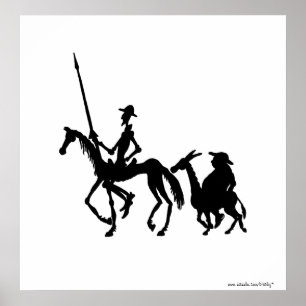 Affiche Art noir et blanc de Don don Quichotte et de