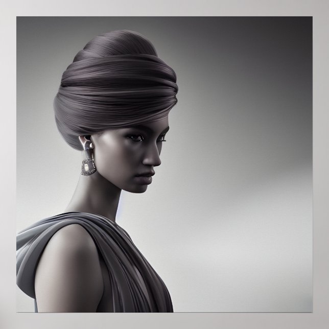 Affiche Art noir et blanc Portrait monochrome (Devant)