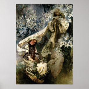 Affiche Art Nouveau 1905 Madonna of the Lilies by Mucha