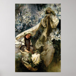 Affiche Art Nouveau 1905 Madonna of the Lilies by Mucha