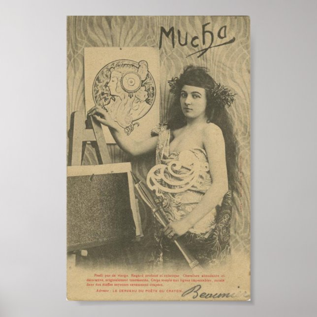 Affiche Art nouveau Alphonse mucha femme modèle d'art (Devant)