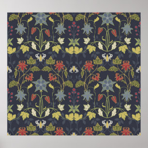 Affiche Art Nouveau Aquilegia : Flore foncée