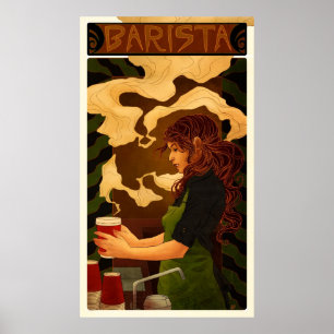 Affiche Art Nouveau Barista (poster/imprimer)
