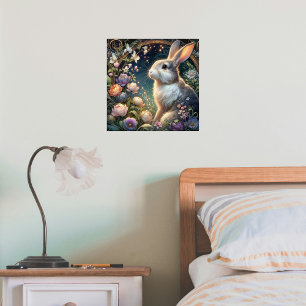 Affiche Art Nouveau Bunny Bunny floral Elégance