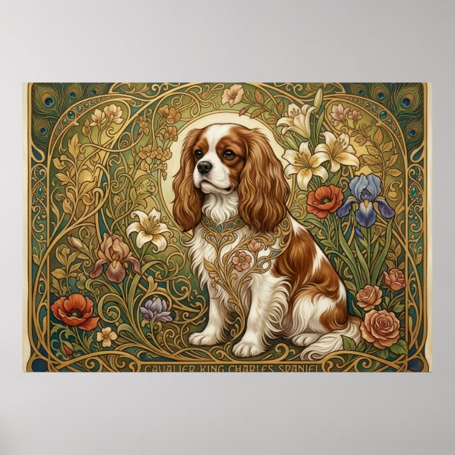 Affiche Art Nouveau Cavalier King Charles Spaniel  (Devant)