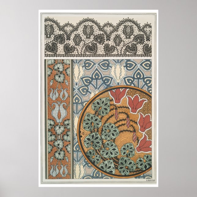 Affiche Art nouveau Cyclamen floral Eugene Grasset elegant (Devant)