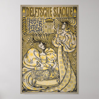 Affiche Art Nouveau Delftsche Slaolie Delft Huile de salad