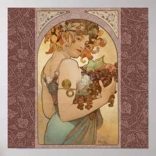 Affiche Art Nouveau Femme Mucha Belle