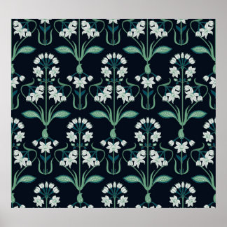 Affiche Art nouveau floral, abstrait motif sans couture.