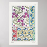 Art nouveau floral chardon fleurie textile art
