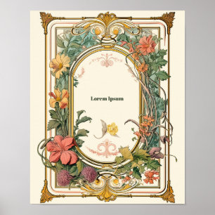 Affiche Art nouveau floral vintage