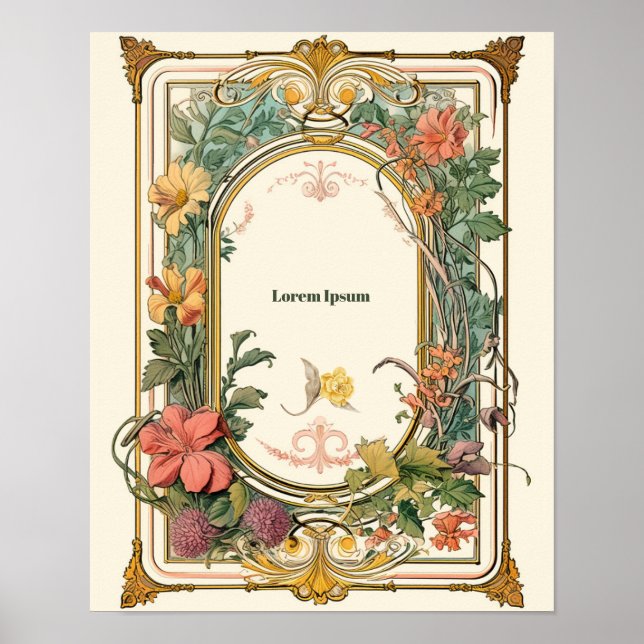 Affiche Art nouveau floral vintage (Devant)