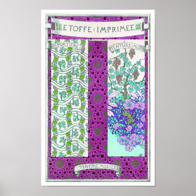Affiche Art nouveau Grapevine floral vintage (Devant)