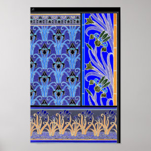 Affiche Art nouveau iris fleur élégant vintage floral