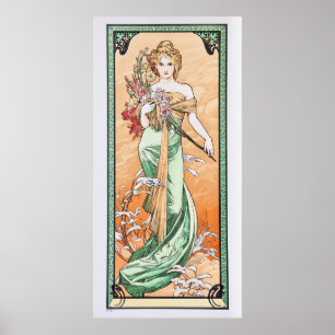 Affiche Art Nouveau Joli printemps par Alphonse Mucha