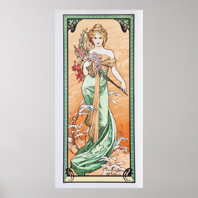 Affiche Art Nouveau Joli printemps par Alphonse Mucha (Devant)