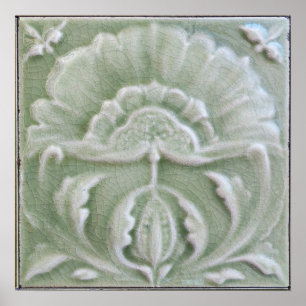 Affiche Art nouveau jongendstil carreaux de fleurs finitio
