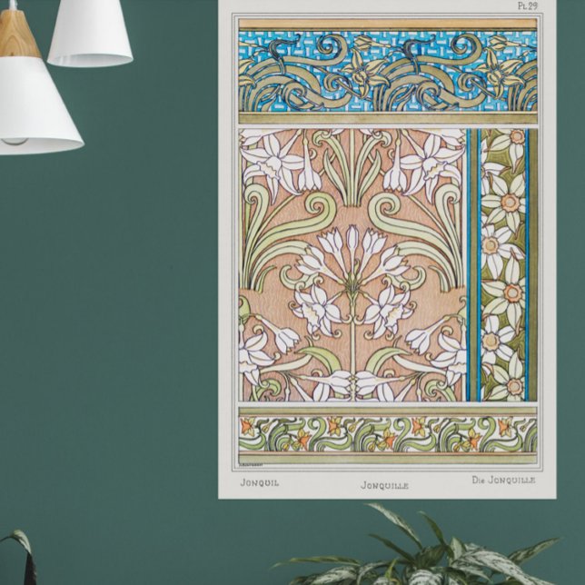 Affiche Art nouveau jonquille Verneui textile floral art (Créateur téléchargé)