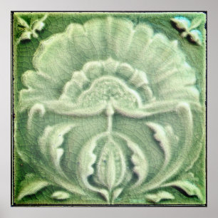 Affiche Art nouveau jugendstil carreaux de fleurs design v