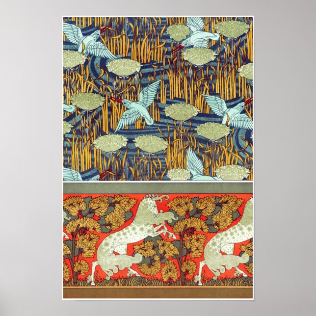 Affiche Art nouveau martin pêcheur textile Verneuil (Devant)