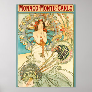 Affiche Art Nouveau Monaco Monte Carlo par Alphonse Mucha