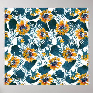 Affiche Art Nouveau, motifs floraux.