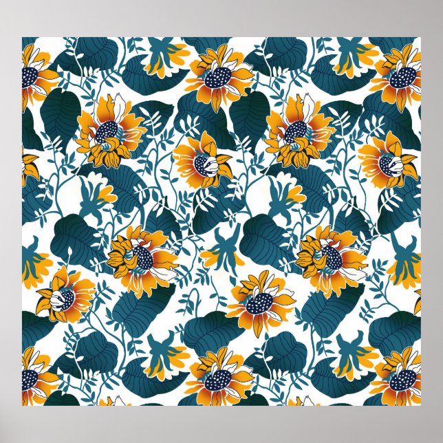 Affiche Art Nouveau, motifs floraux. (Devant)