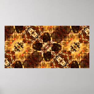 Affiche Art nouveau ornemental vintage doré et marron pa