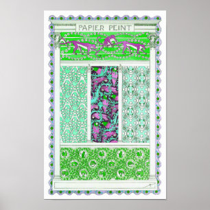 Affiche Art nouveau perroquet singe jungle tropicale desig