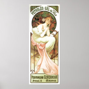 Affiche Art nouveau Pétrole gal Madrid alphonse mucha