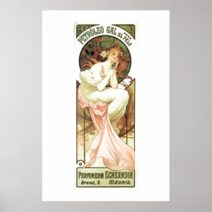 Affiche Art nouveau Pétrole gal Madrid alphonse mucha