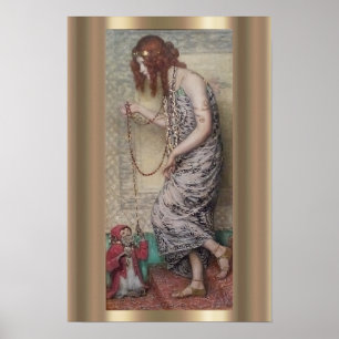 Affiche Art nouveau princess and her monkey painting