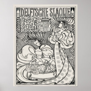 Affiche Art Nouveau Publicité ancienne hollandaise Noir &