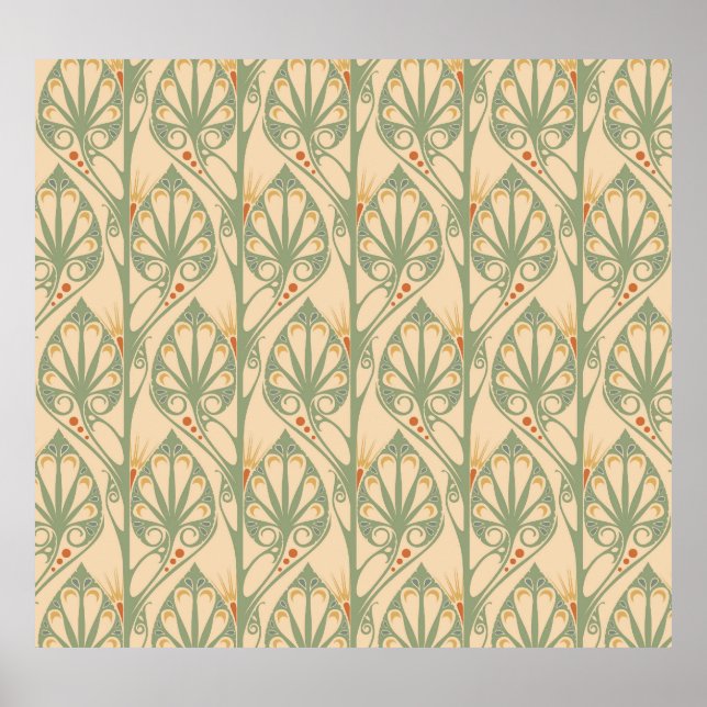 Affiche Art Nouveau, Retro Fond d'écran design. (Devant)