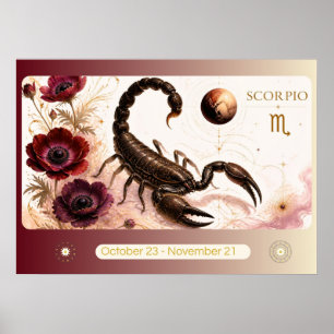 Affiche Art Nouveau Scorpion Zodiaque Murale