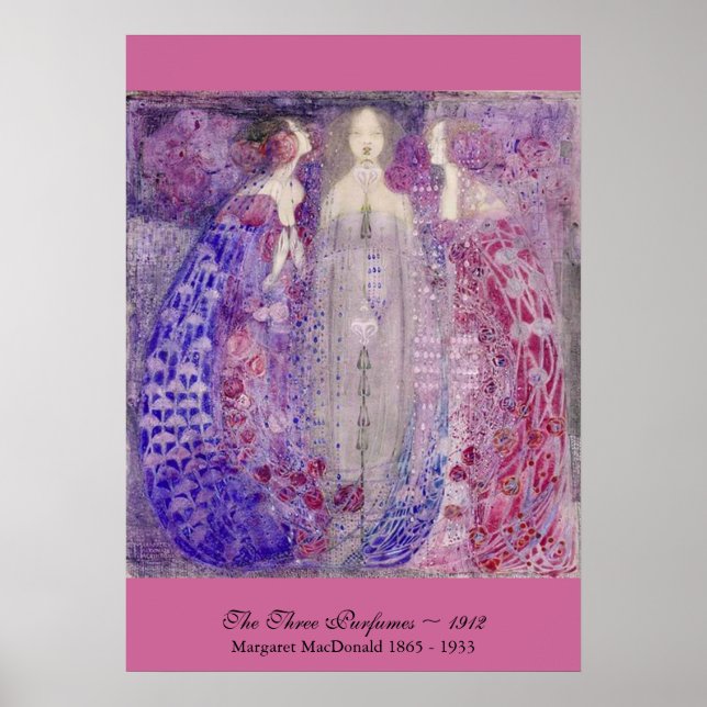Affiche Art nouveau Trois parfums Margaret MacDonald 1912 (Devant)