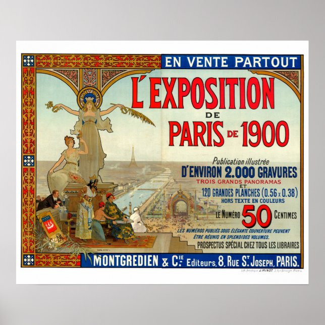 Affiche Art Nouveau vintage 1900 Paris Exposition (Devant)