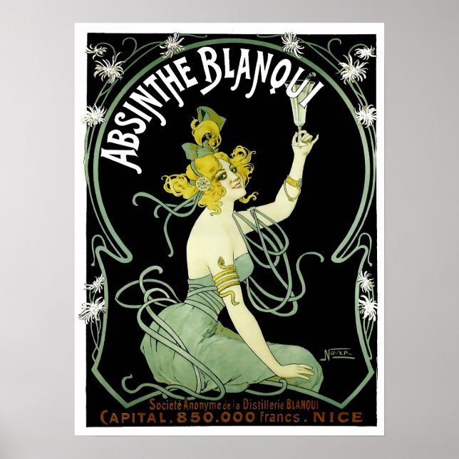 Affiche Art Nouveau Vintage Absinthe Blanqui par Nover (Devant)