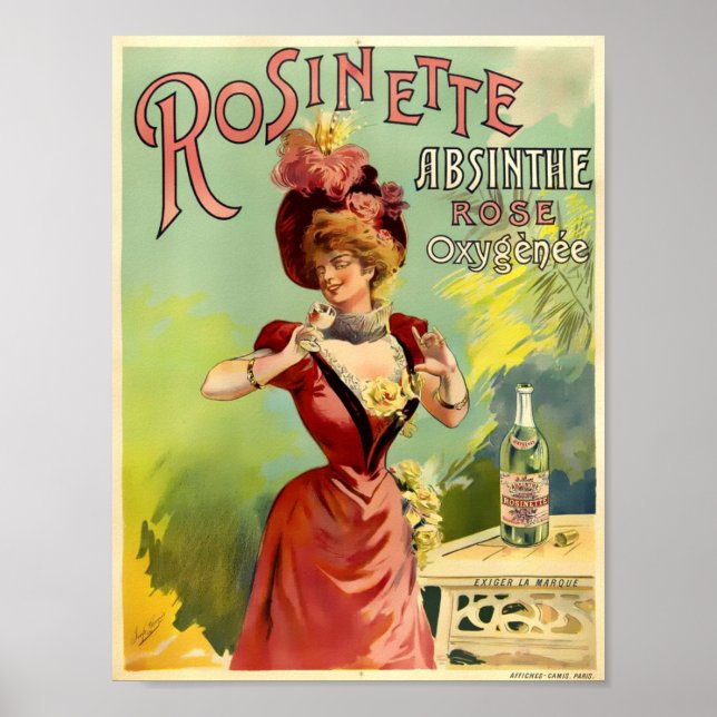 Affiche Art Nouveau vintage Absinthe Rosinette (Devant)