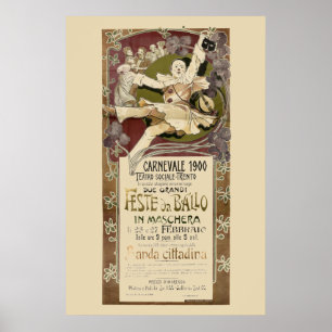 Affiche Art nouveau vintage Carnevale 1900 par Zippel