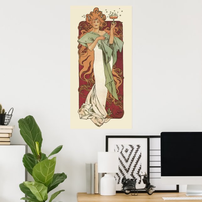 Affiche Art Nouveau vintage, Champagne par Alphonse Mucha (Bureau à domicile)