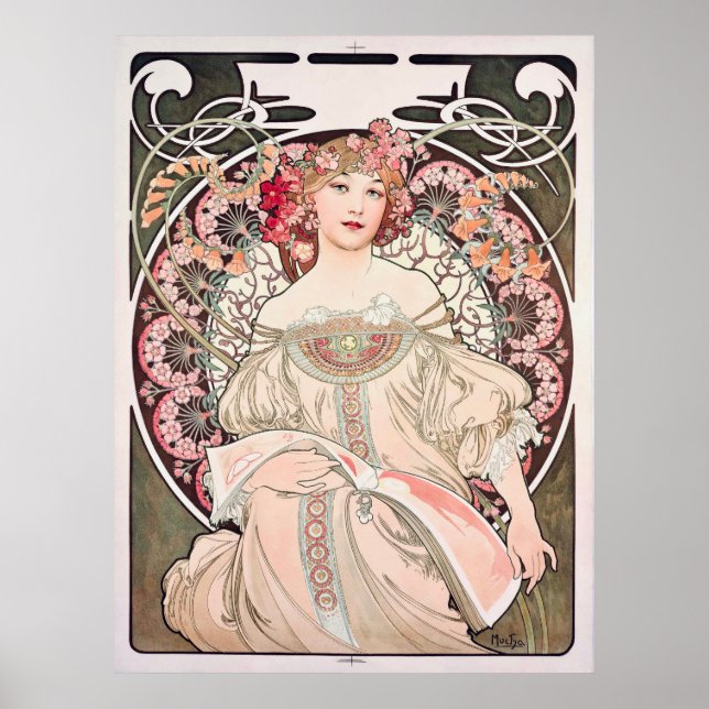 Affiche Art nouveau vintage "Daydream" par Alphonse Mucha (Devant)