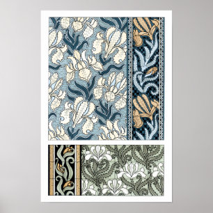 Affiche Art nouveau vintage, fleurs d'iris de jardin